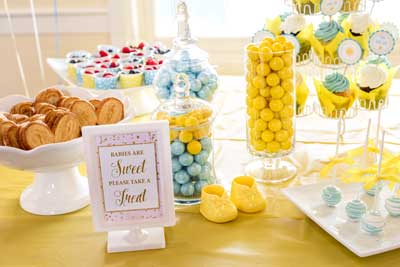 table of sweets blue and yellow