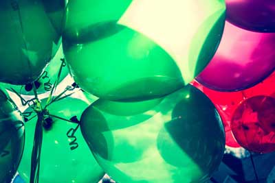 balloons - mainly green