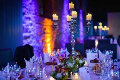 table setting with candles